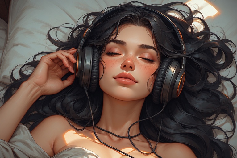 illustration of beautiful woman relaxing after a hands-free orgasm