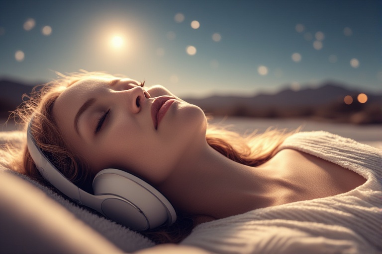 Image of your wife listening to erotic hypnosis under the stars
