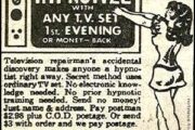 Old comic book ad - hypnotize with any TV set