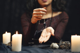 Gypsy casting a spell for supernatural erotic roleplay